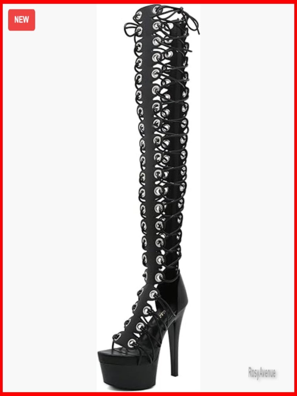 Peep Toe Gladiator Sandals Cross-Tied Lace Up Stiletto Over Knee Bootie Platform